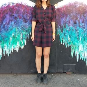 Ann Taylor Factory Purple Plaid Shirt Dress